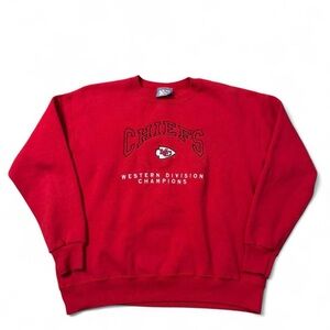 Vintage 90s Kansas City Chiefs division champs embroidered crewneck red L mens